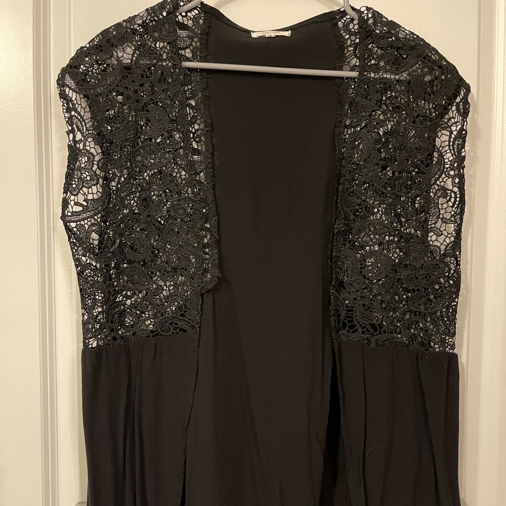 Maurices black short sleeve lace cardigan